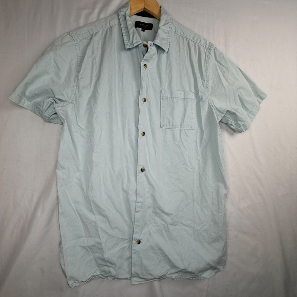 Roark Artifacts of Adventure Mens Large Short Sleeve Button Down Shirt Blue L